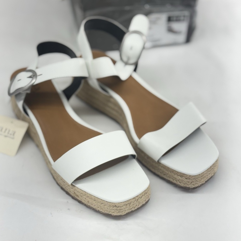 White Ankle Strap Wedge Platform Ana Espadrille Sandals Size 11 New